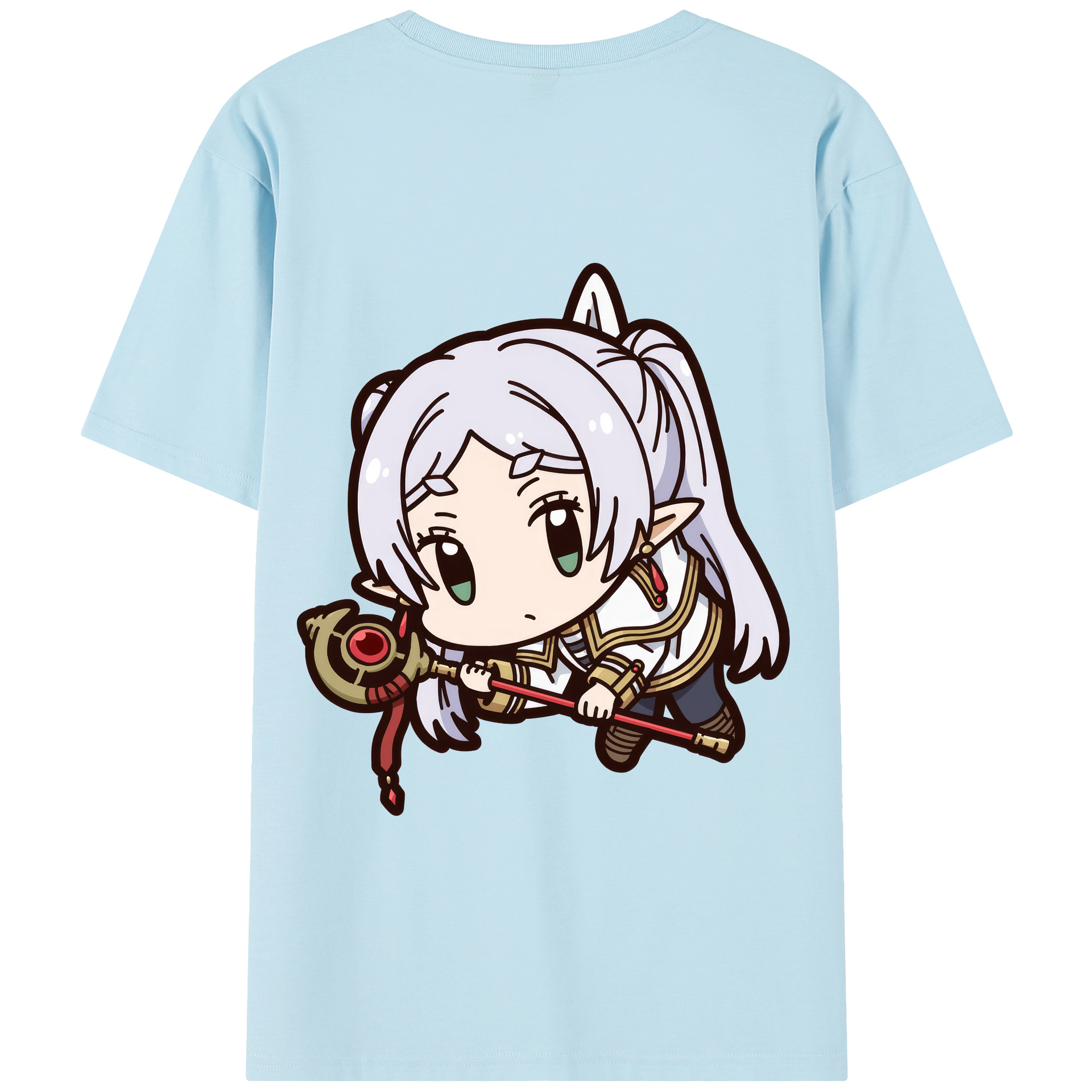 （画像用） 葬送のフリーレン Frieren 綿100％半袖Tシャツ（背面プリント）
